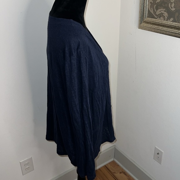 Love Linen J. Jill blue long sleeves open cardigan 100% Linen sz L - Picture 3 of 8